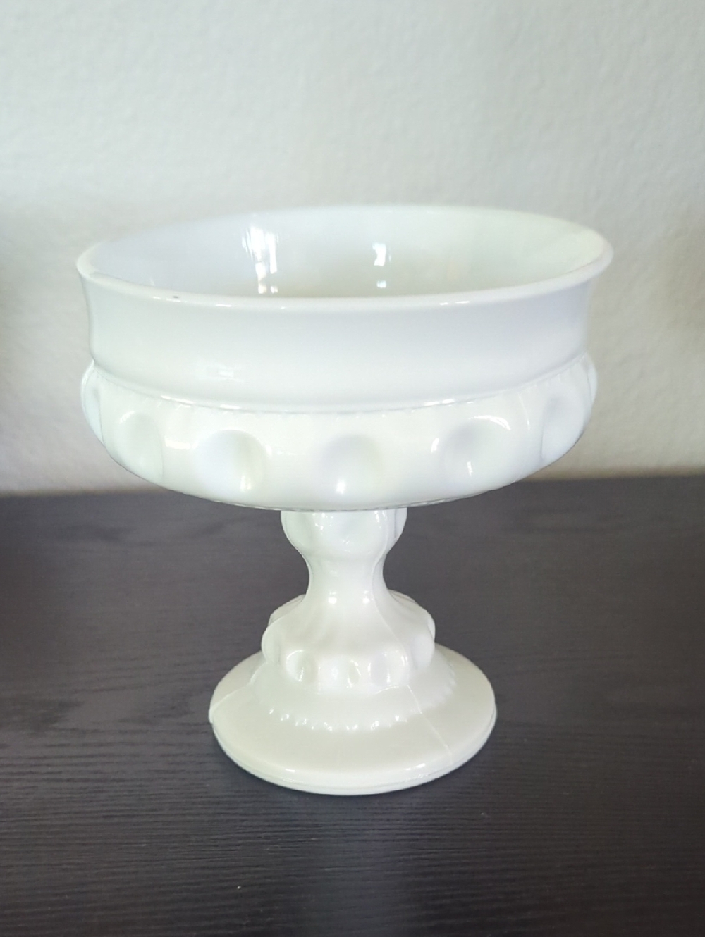 Vintage White Milk Glass Compote Pedestal Bowl